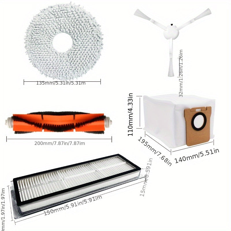 Xiaomi X10+/ X20+ uchun bir to'plam Robot Changyutgich Aksessuarlar to'plami - Ichiga Roller Brush, Side Brush, Filter, Mop Pads va Chang Sumkalari kiradi.