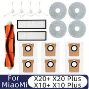 Xiaomi X10+/ X20+ uchun bir to'plam Robot Changyutgich Aksessuarlar to'plami - Ichiga Roller Brush, Side Brush, Filter, Mop Pads va Chang Sumkalari kiradi.