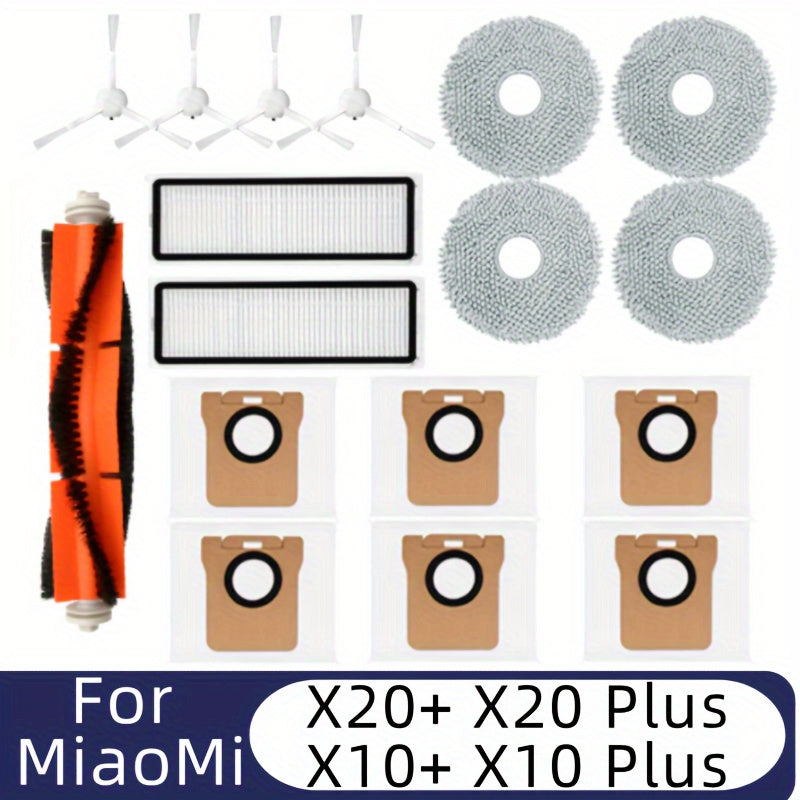 Xiaomi X10+/ X20+ uchun bir to'plam Robot Changyutgich Aksessuarlar to'plami - Ichiga Roller Brush, Side Brush, Filter, Mop Pads va Chang Sumkalari kiradi.