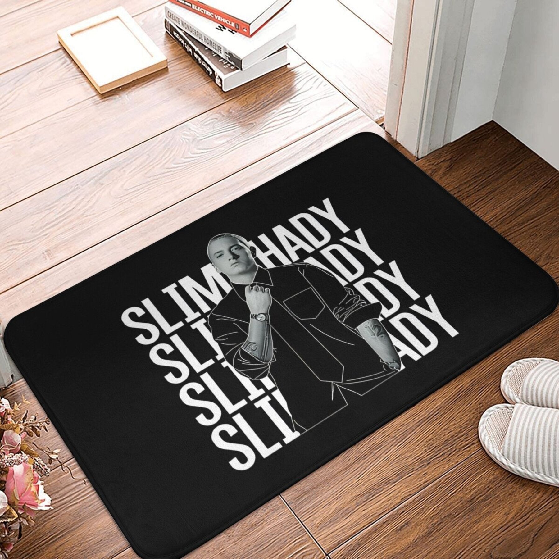 Polyester Doormat with Slim Shady Theme, Non-Slip, Indoor Entryway, Rectangle
