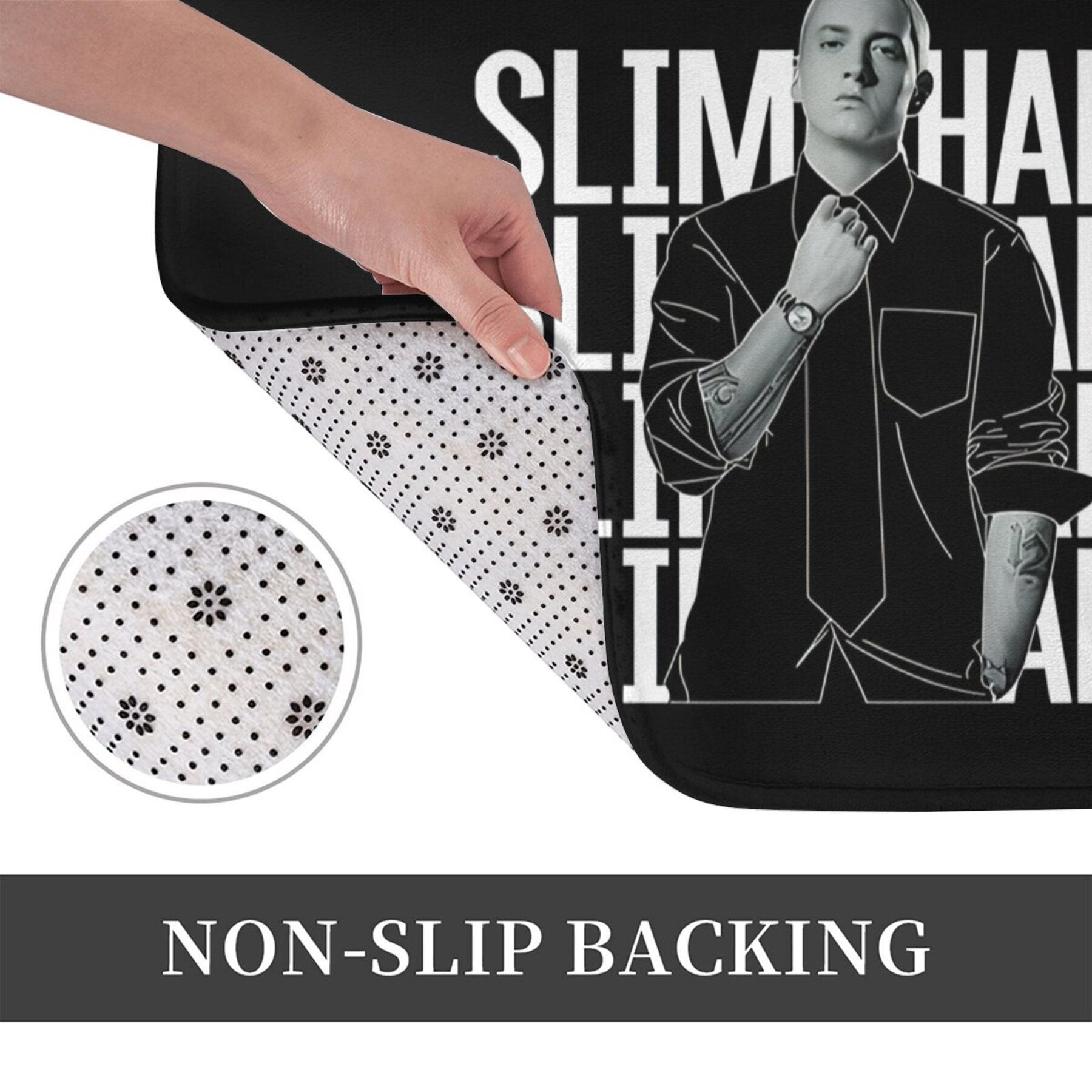 Polyester Doormat with Slim Shady Theme, Non-Slip, Indoor Entryway, Rectangle