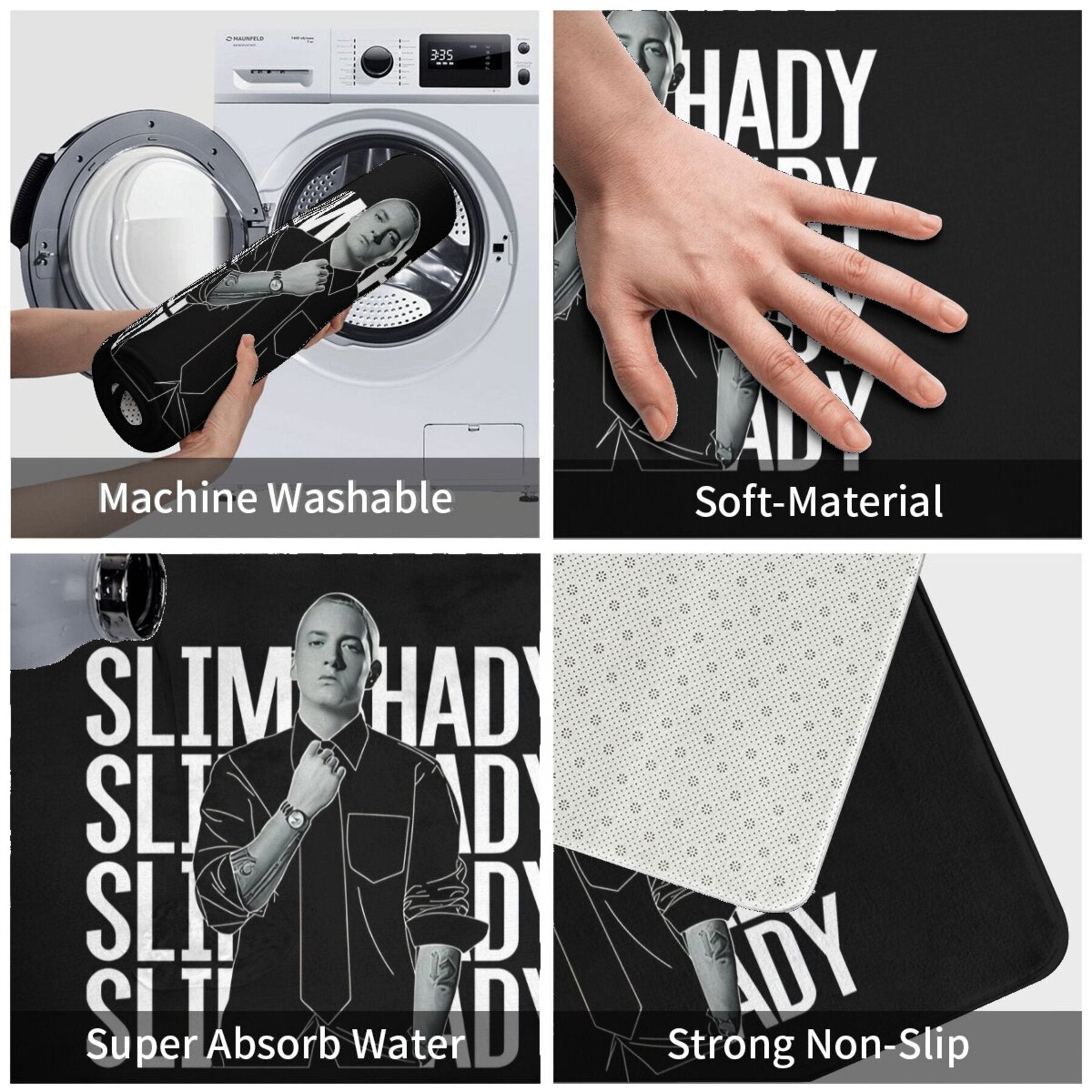 Polyester Doormat with Slim Shady Theme, Non-Slip, Indoor Entryway, Rectangle