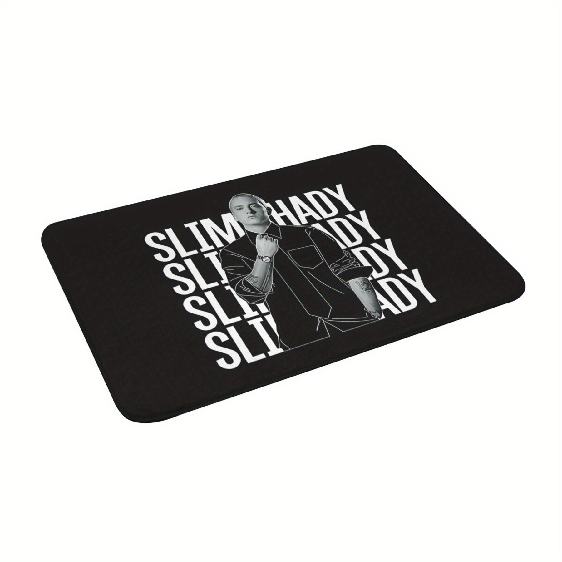 Polyester Doormat with Slim Shady Theme, Non-Slip, Indoor Entryway, Rectangle