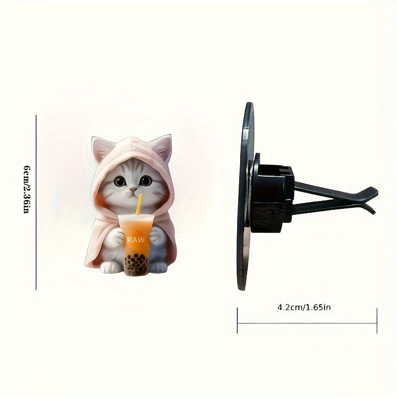 2D Flat Acrylic Car Air Freshener Set 2pcs Whimsical Cat Shape Long-Lasting Scent