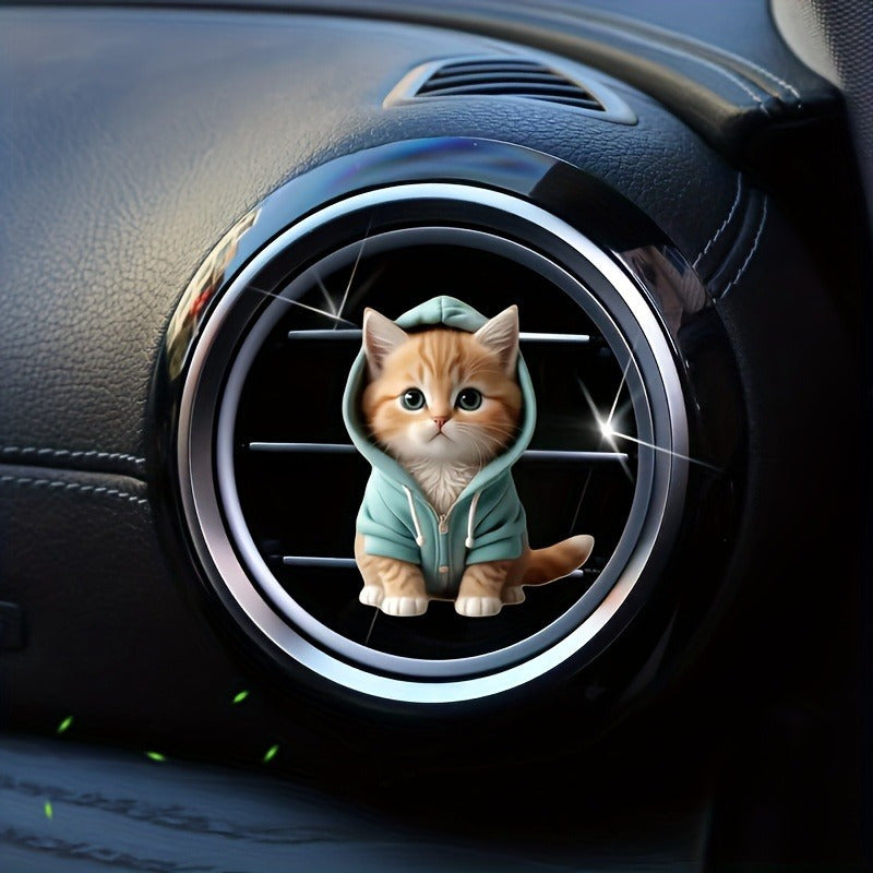 2D Flat Acrylic Car Air Freshener Set 2pcs Whimsical Cat Shape Long-Lasting Scent