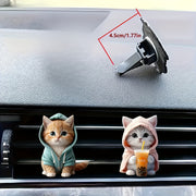 2D Flat Acrylic Car Air Freshener Set 2pcs Whimsical Cat Shape Long-Lasting Scent