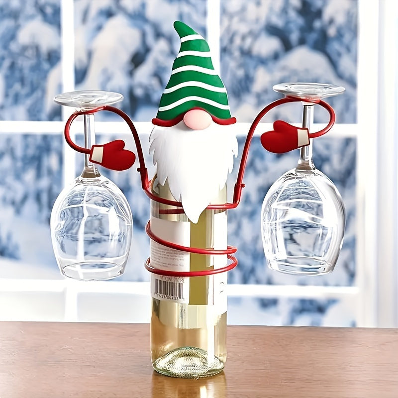 Christmas Wine Bottle Holder Set with Santa and Snowman Designs for Holiday Decor