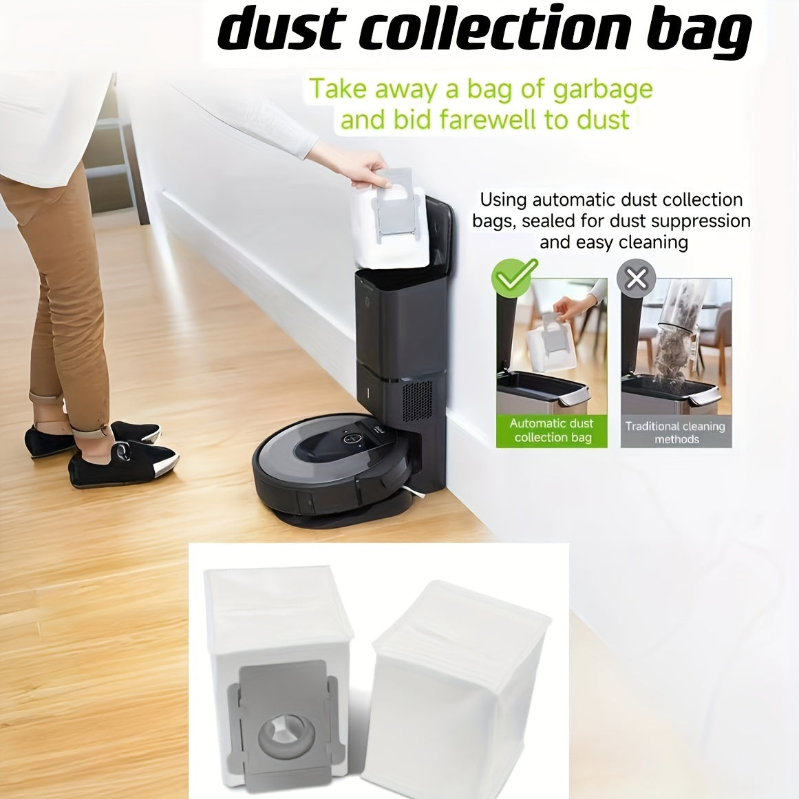 Irobot tozalash apparati uchun mustahkam PP materialdan tayyorlangan almashtirish sumkalari - I7, I1+, I3+, I16+, I8+, J7, S9 va S9+ modellari bilan mos keladi - Samarali pol parvarishi ta'minlaydi