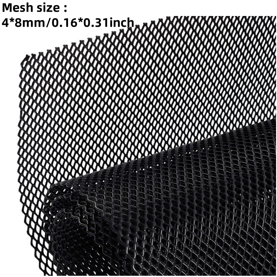 Kvadrilater avtomobil radiator grillari alyuminiy qizil, ko‘k, qora 33x100cm universal moslashtirilgan