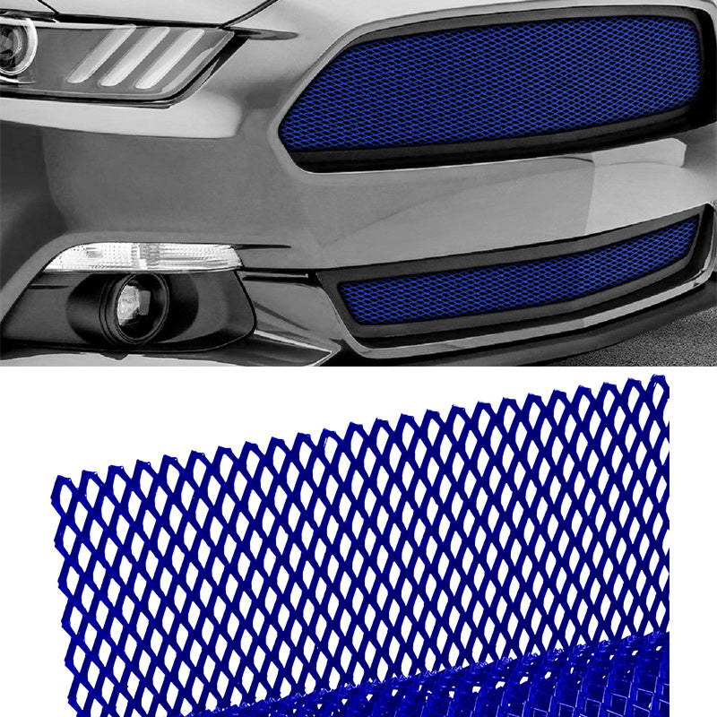 Kvadrilater avtomobil radiator grillari alyuminiy qizil, ko‘k, qora 33x100cm universal moslashtirilgan