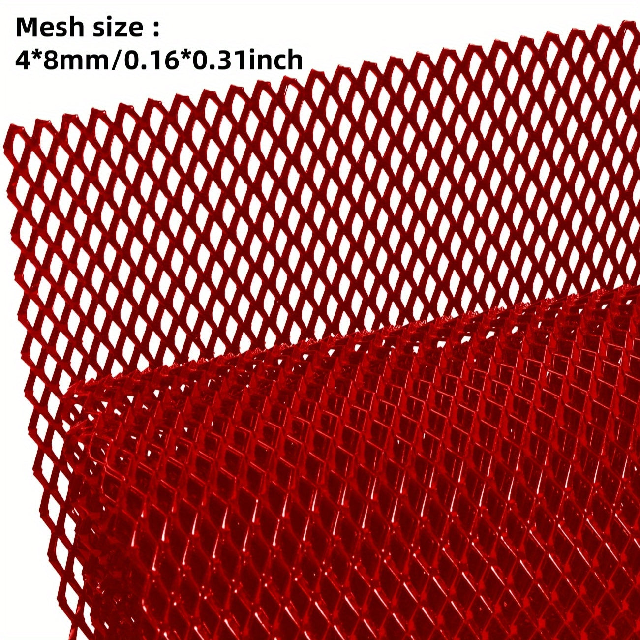 Kvadrilater avtomobil radiator grillari alyuminiy qizil, ko‘k, qora 33x100cm universal moslashtirilgan