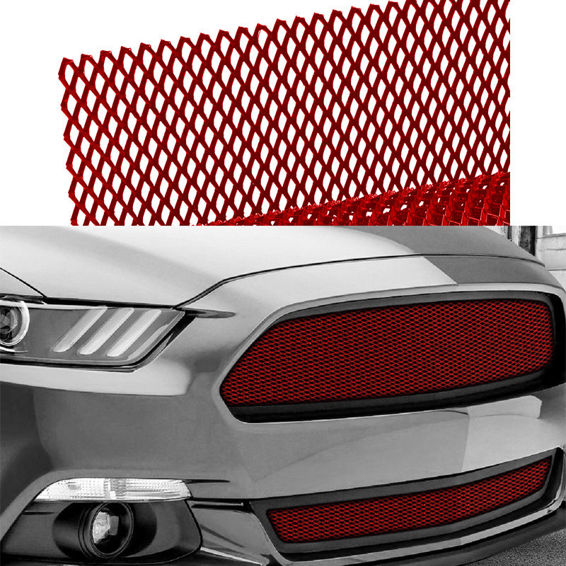 Kvadrilater avtomobil radiator grillari alyuminiy qizil, ko‘k, qora 33x100cm universal moslashtirilgan