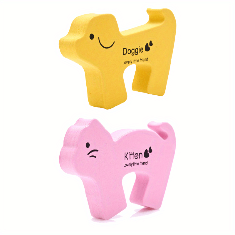 Set of 2 Animal Door Stoppers with Thick Sponge, Anti-Pinch Safety, Windproof