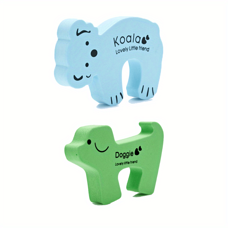 Set of 2 Animal Door Stoppers with Thick Sponge, Anti-Pinch Safety, Windproof