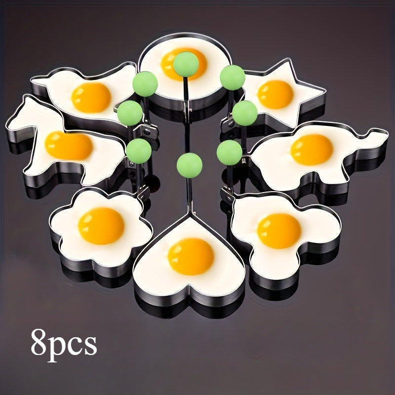 Set of 5 Non-Stick Stainless Steel Egg Molds Heart and Rice Ball Shapes for Breakfasts