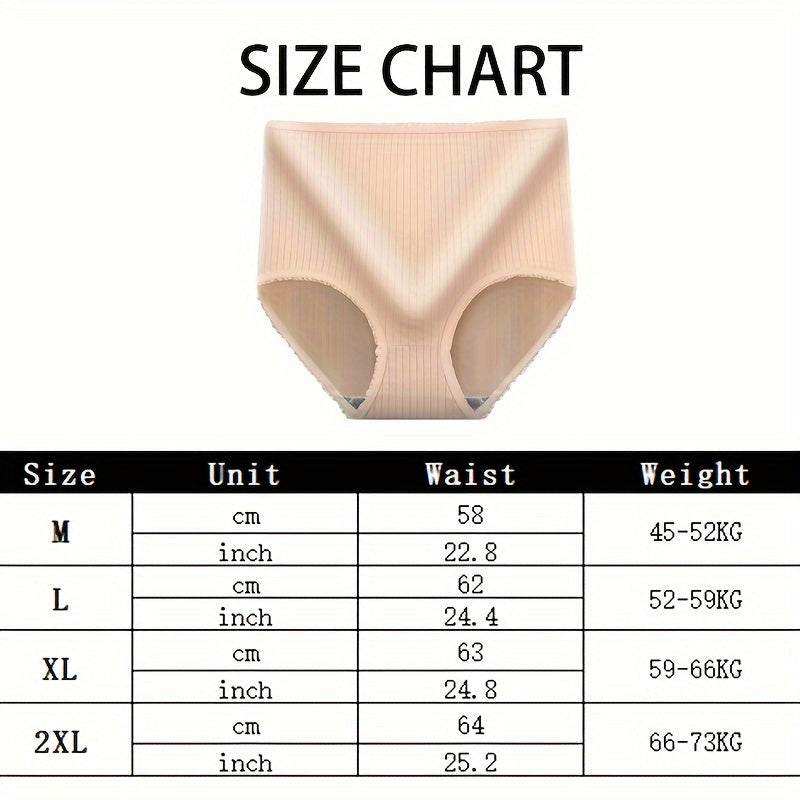 Set of 4 Women's High Waist Breathable Cotton-Polyester Underwear