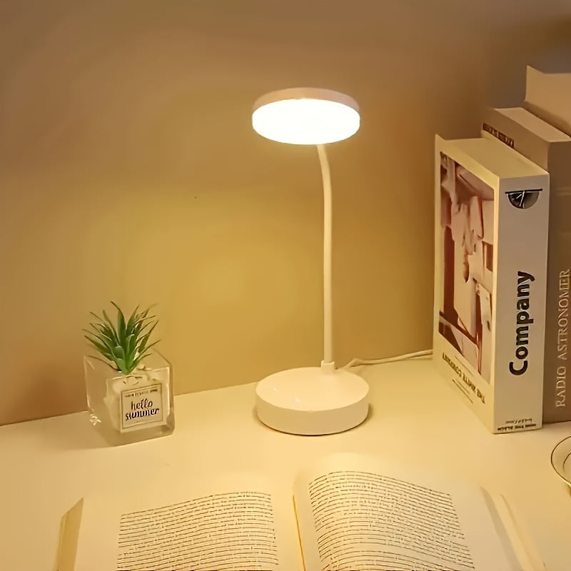 USB Powered LED Desk Lamp with 3-Level Dimmer Eye-Caring Warm White Light for Reading and Study
