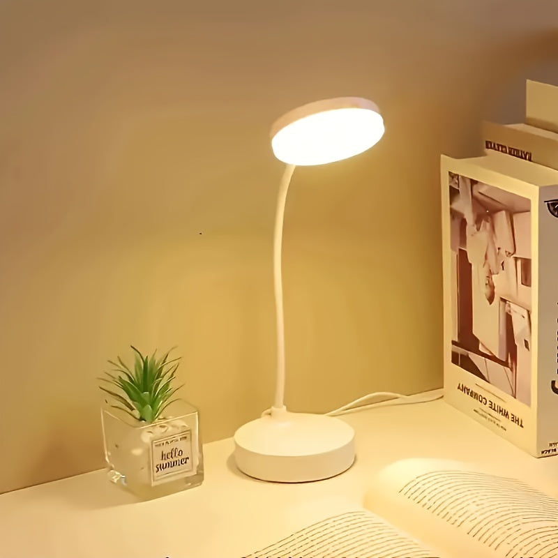 USB Powered LED Desk Lamp with 3-Level Dimmer Eye-Caring Warm White Light for Reading and Study
