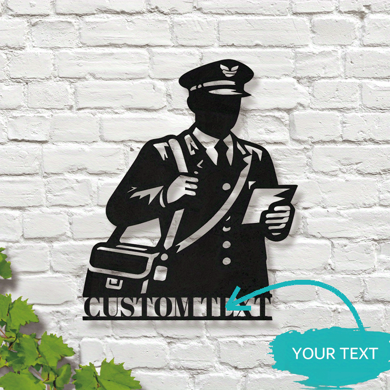 Pochta xodimlari uchun noyob sovg'a - Shaxsiylashtirilgan Pochta xodimi Metall devor san'ati, Shaxsiy nom belgisi, Retro uslubidagi uy dekoratsiyasi, Qora temir osma ornament