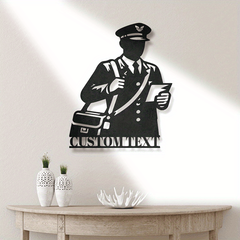 Pochta xodimlari uchun noyob sovg'a - Shaxsiylashtirilgan Pochta xodimi Metall devor san'ati, Shaxsiy nom belgisi, Retro uslubidagi uy dekoratsiyasi, Qora temir osma ornament