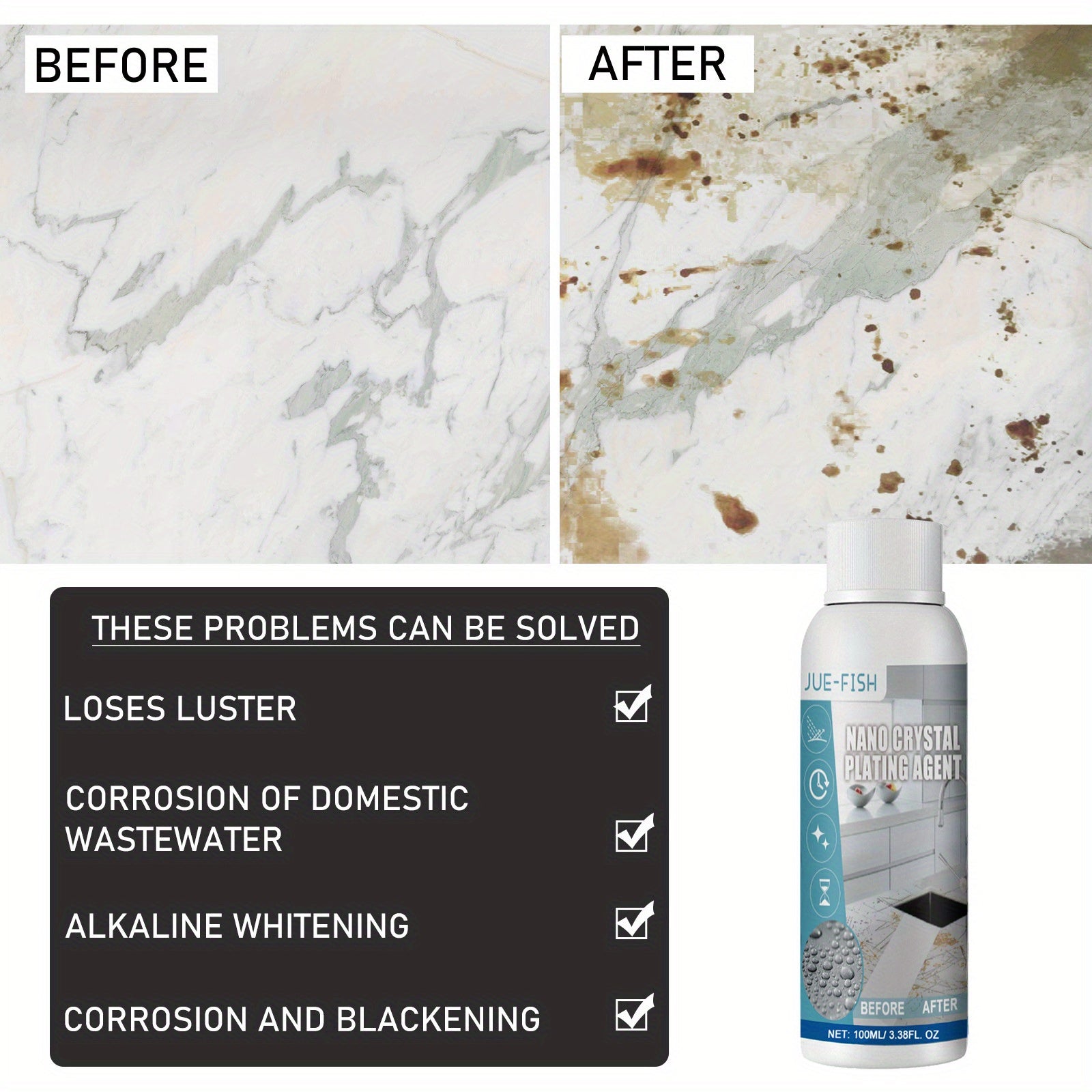 Protective Film for Kitchen Countertops with Nano Crystal Plating for Marble Quartz