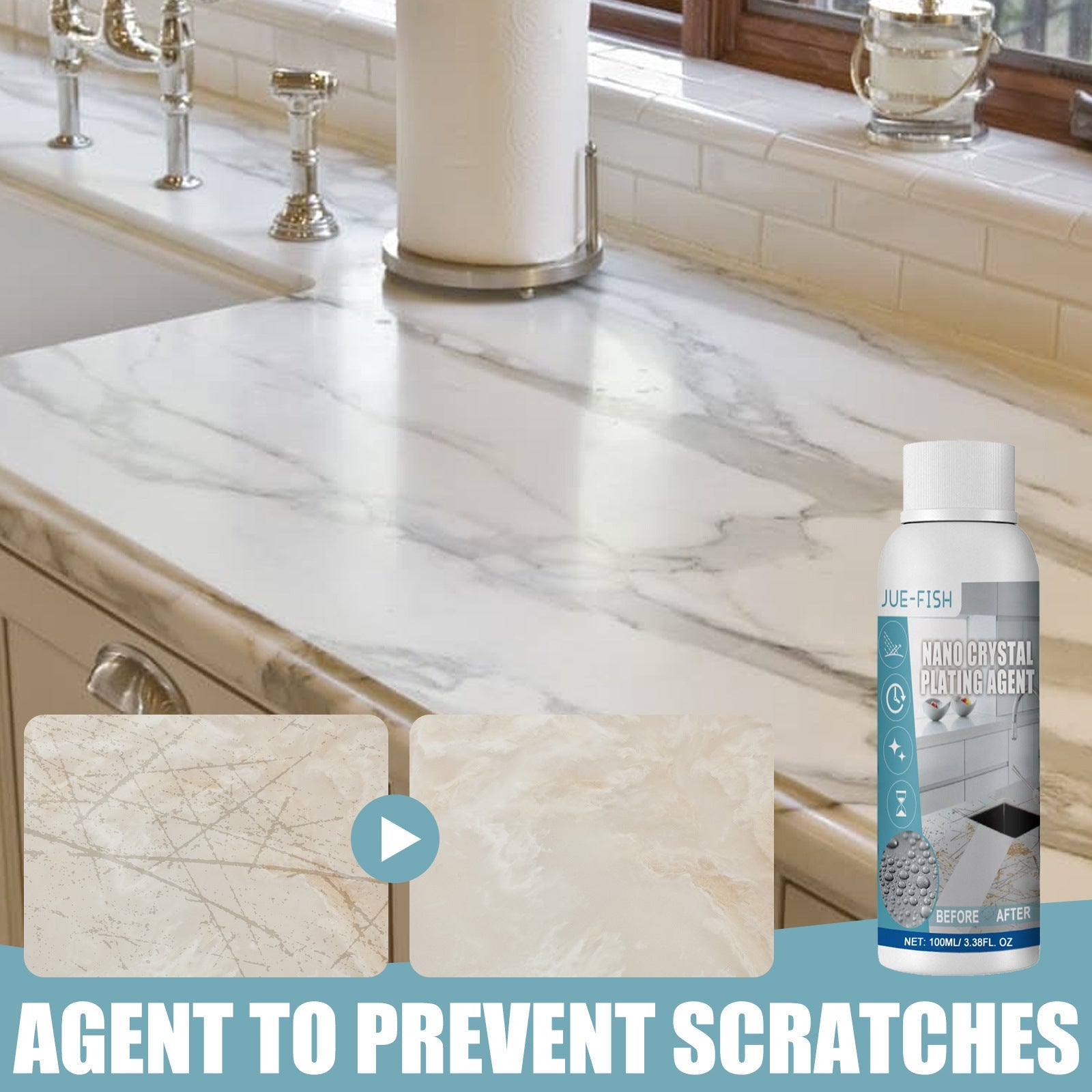 Protective Film for Kitchen Countertops with Nano Crystal Plating for Marble Quartz