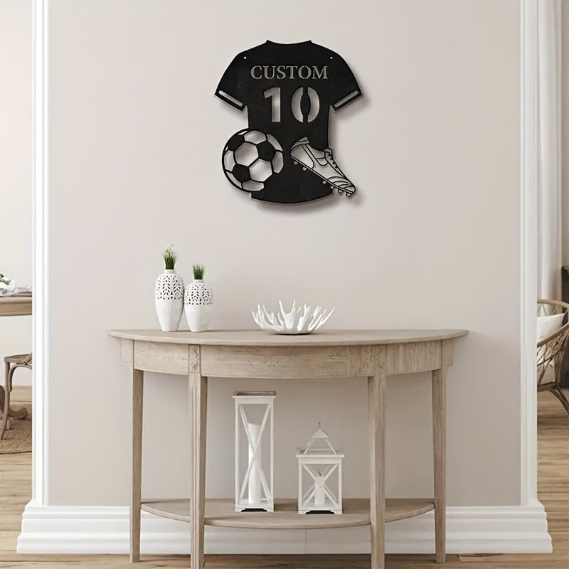 Maxsus Metall devor san'ati futbol formasi dekor, qayta ishlatiladigan mat qora sovg'a