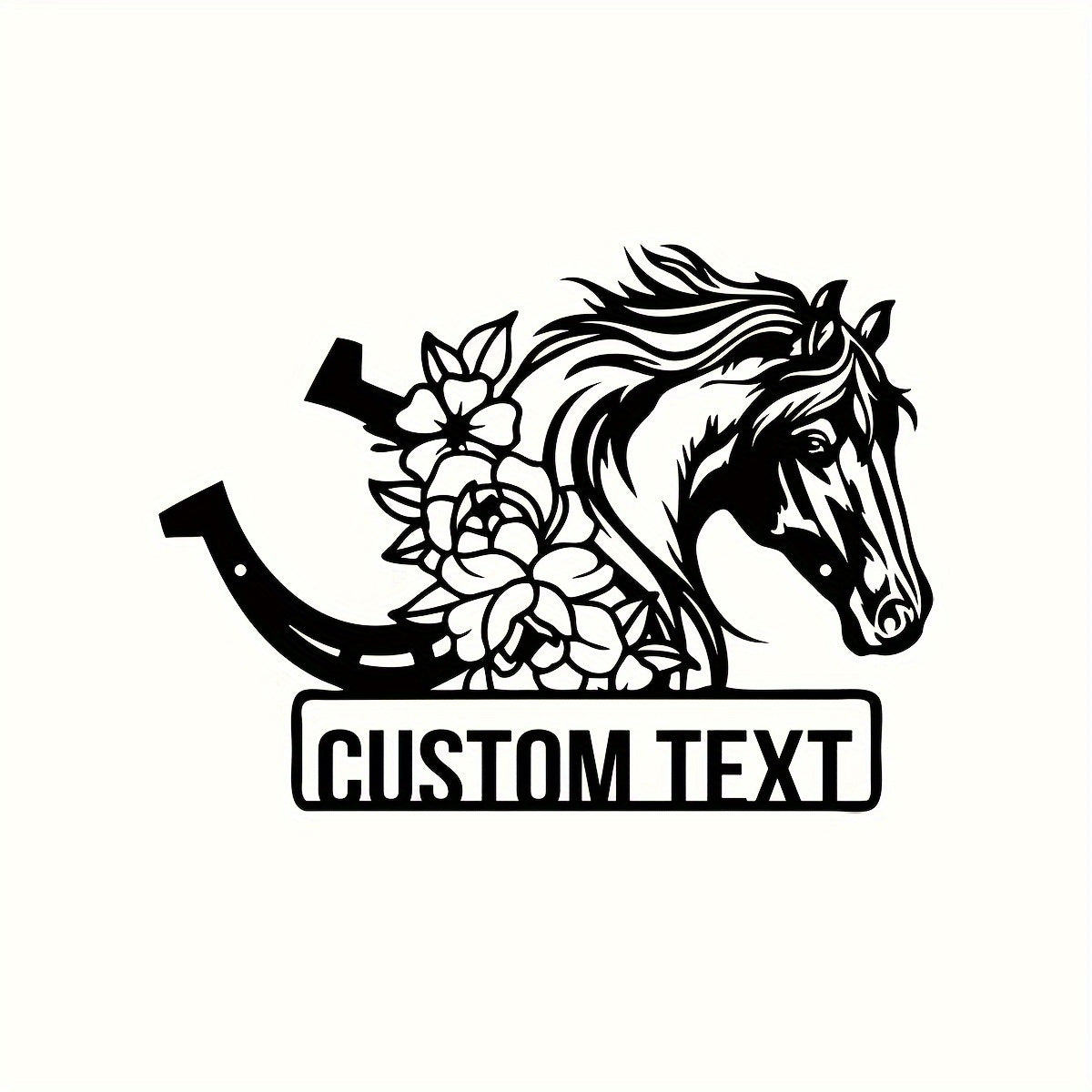 Personalized Horse and Horseshoe Iron Wall Decor Antique Equestrian Home Art