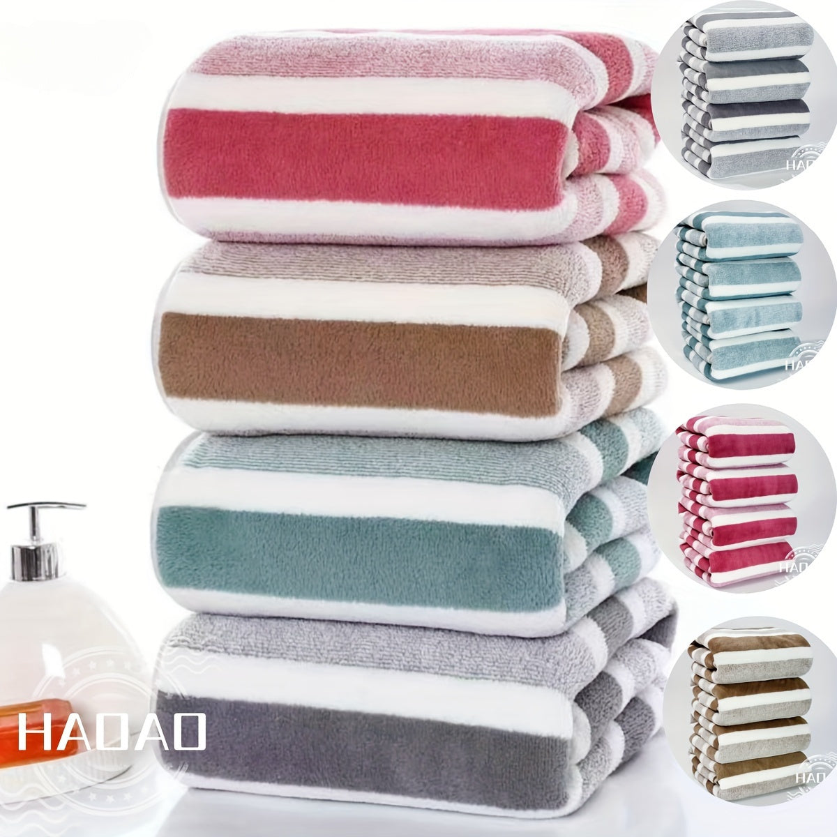 Absorbent Rectangular Towel with Bohemian Braided Stripes and Music Theme for Daily Use