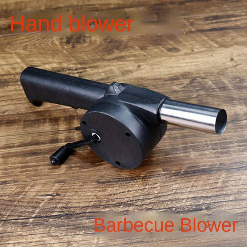 Portable Manual BBQ Blower for Camping Fire Starting and Grilling Black