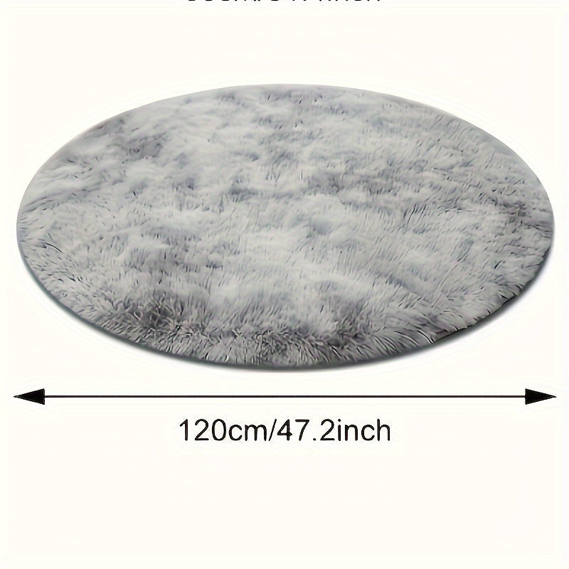 Soft Gray Plush Round Area Rug Non-slip Stain-resistant for Living Room Bedroom