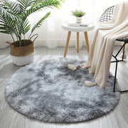 Soft Gray Plush Round Area Rug Non-slip Stain-resistant for Living Room Bedroom