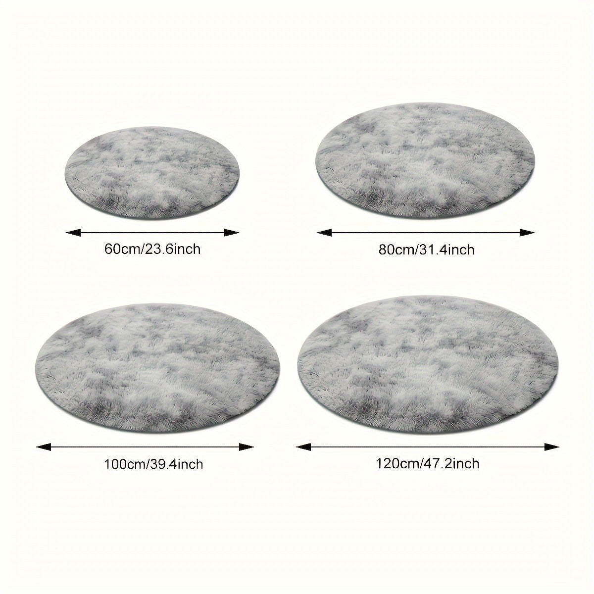 Soft Gray Plush Round Area Rug Non-slip Stain-resistant for Living Room Bedroom