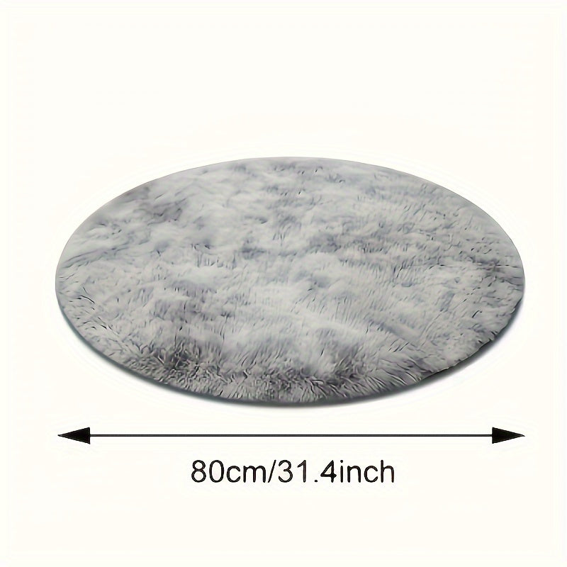 Soft Gray Plush Round Area Rug Non-slip Stain-resistant for Living Room Bedroom