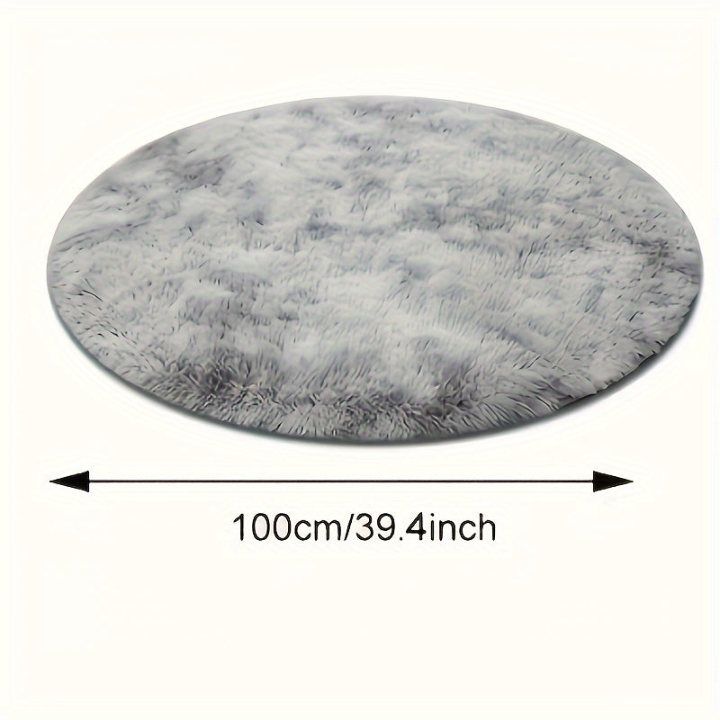Soft Gray Plush Round Area Rug Non-slip Stain-resistant for Living Room Bedroom