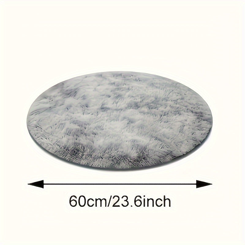 Soft Gray Plush Round Area Rug Non-slip Stain-resistant for Living Room Bedroom