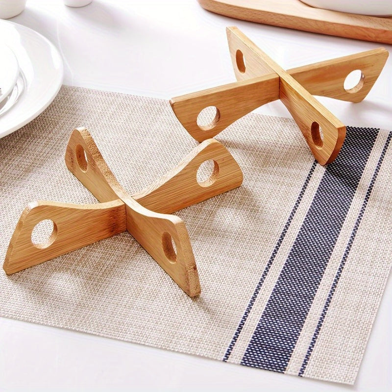 Removable Pot Bottom Bracket with Heat Resistant Wood Coaster for Pans and Cups