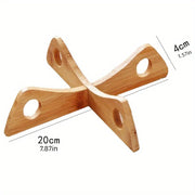 Removable Pot Bottom Bracket with Heat Resistant Wood Coaster for Pans and Cups