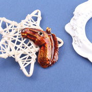 Enamel Horse Head Brooch Punk Style Realistic Animal Portrait Pendant