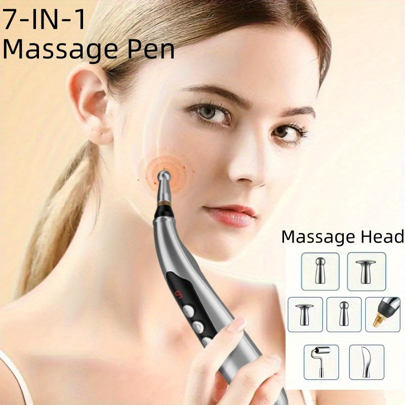 Portativ USB orqali zaryadlanadigan 7-IN-1 ko'p funksiyali massaj qalam va tayoq, 9 ta intensivlik darajalari va turli massaj boshliqlari bilan - keksa va do'stlar uchun mukammal sovg'a!