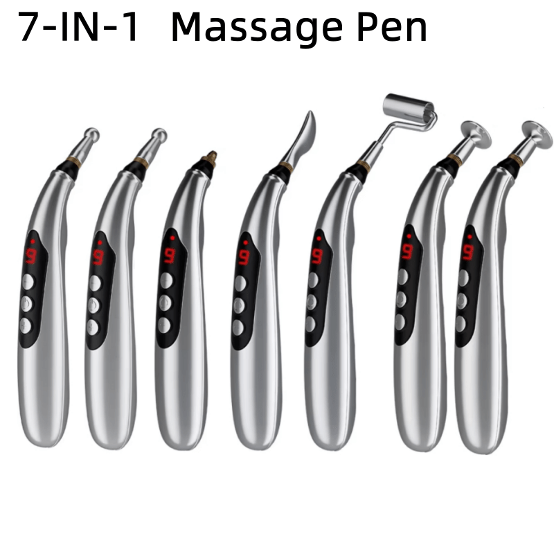 Portativ USB orqali zaryadlanadigan 7-IN-1 ko'p funksiyali massaj qalam va tayoq, 9 ta intensivlik darajalari va turli massaj boshliqlari bilan - keksa va do'stlar uchun mukammal sovg'a!