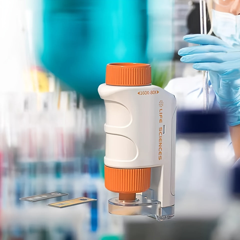 Kids LED Handheld Microscope Set 60X-160X Magnification STEM Educational Toy