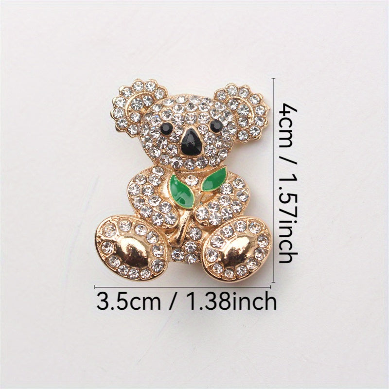 Animal Brooch for Women with Rhinestones Adorable Bear Design Crystal Collar Pin Jewelry