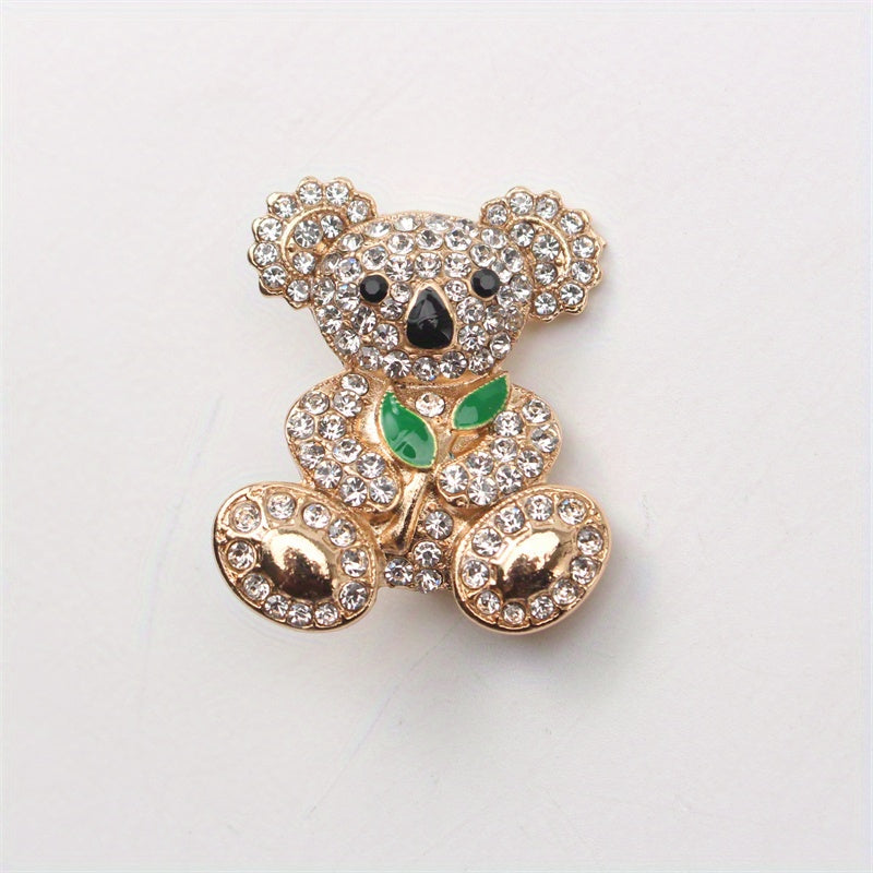Animal Brooch for Women with Rhinestones Adorable Bear Design Crystal Collar Pin Jewelry