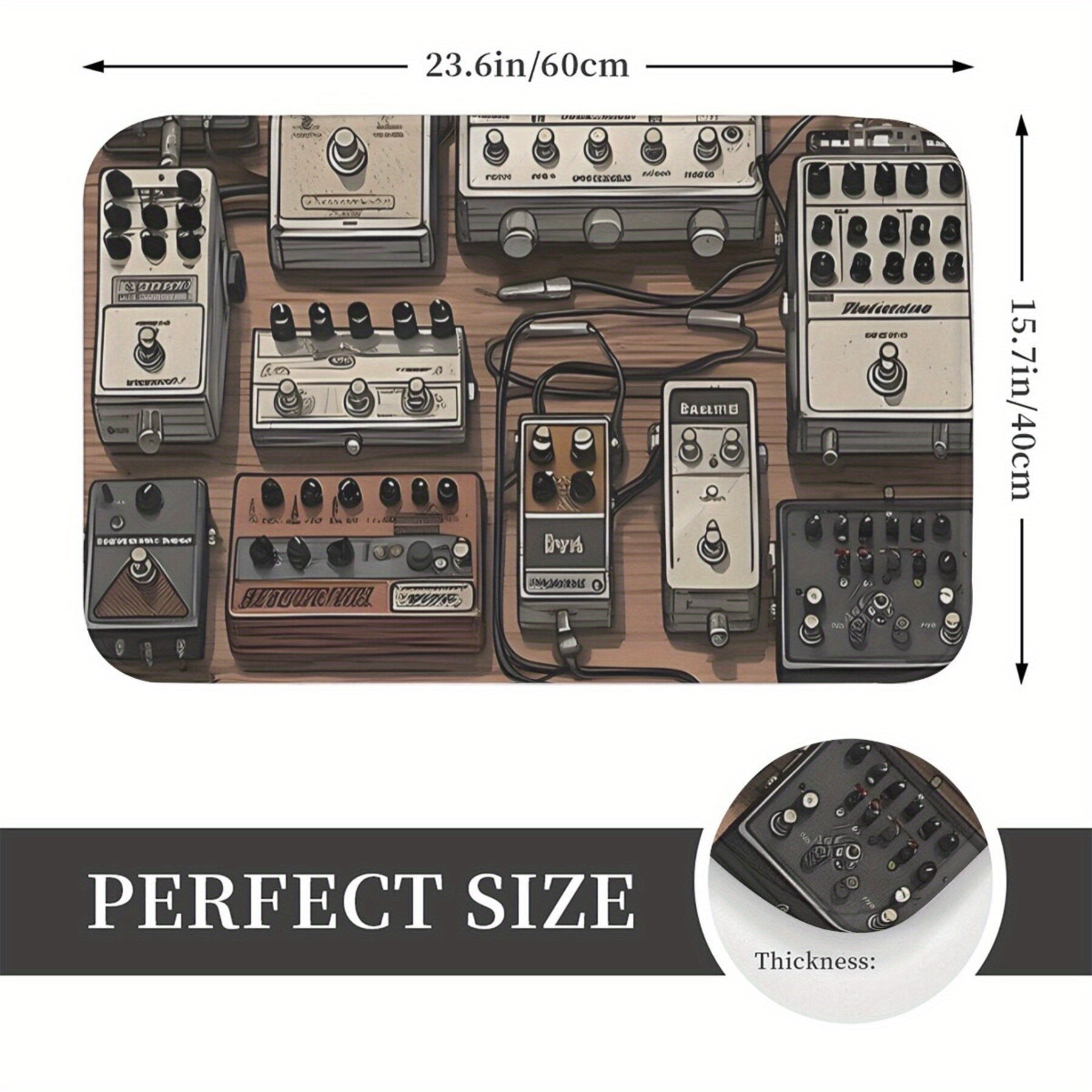 Non-Slip Guitar Effect Pedal Board Mat Lightweight Polyester Rectangular Rug for Music Lovers