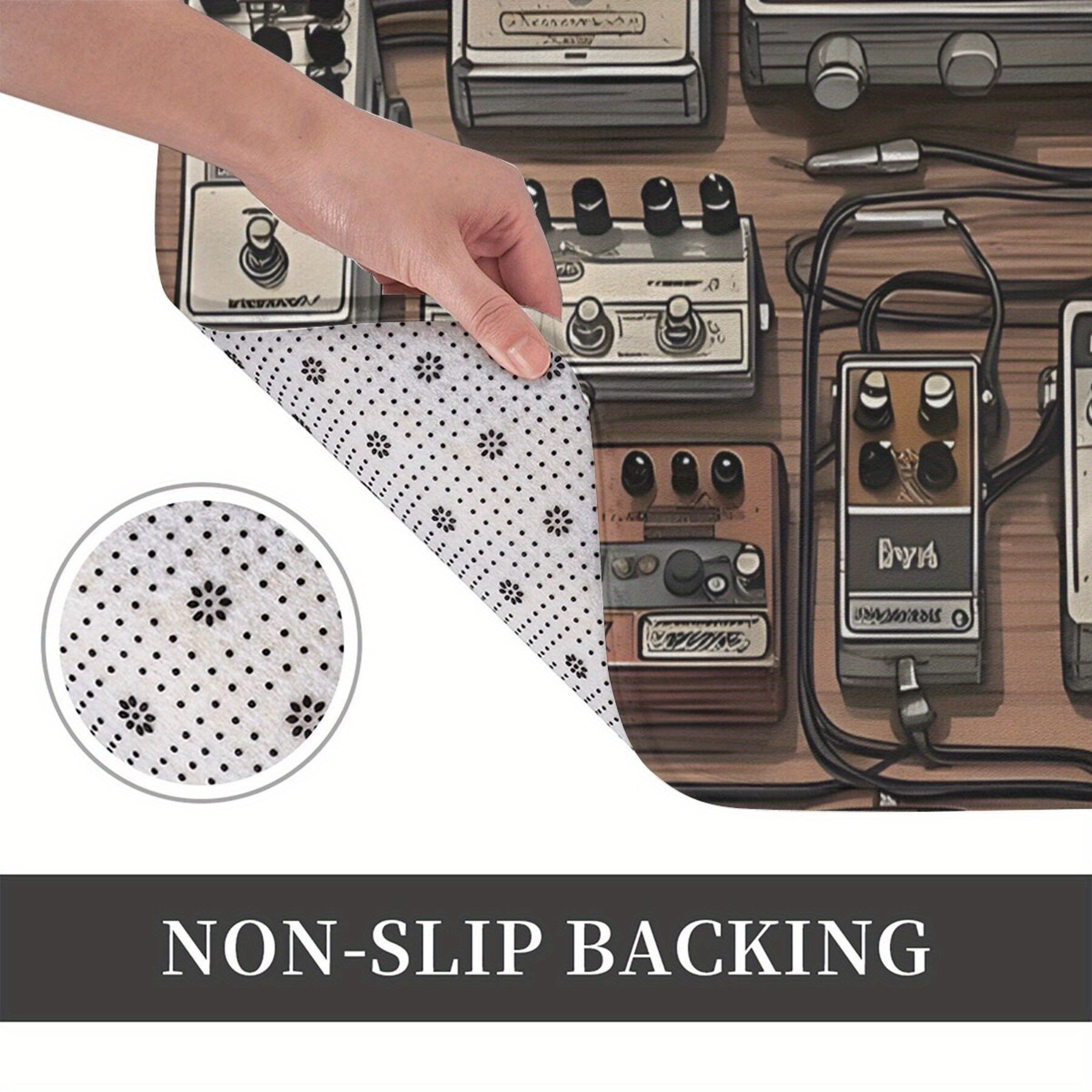 Non-Slip Guitar Effect Pedal Board Mat Lightweight Polyester Rectangular Rug for Music Lovers