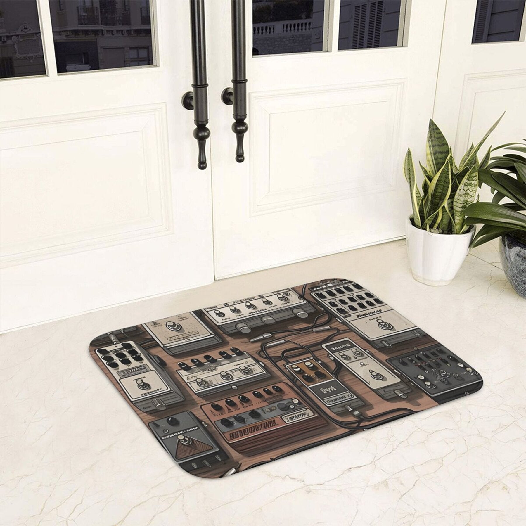 Non-Slip Guitar Effect Pedal Board Mat Lightweight Polyester Rectangular Rug for Music Lovers