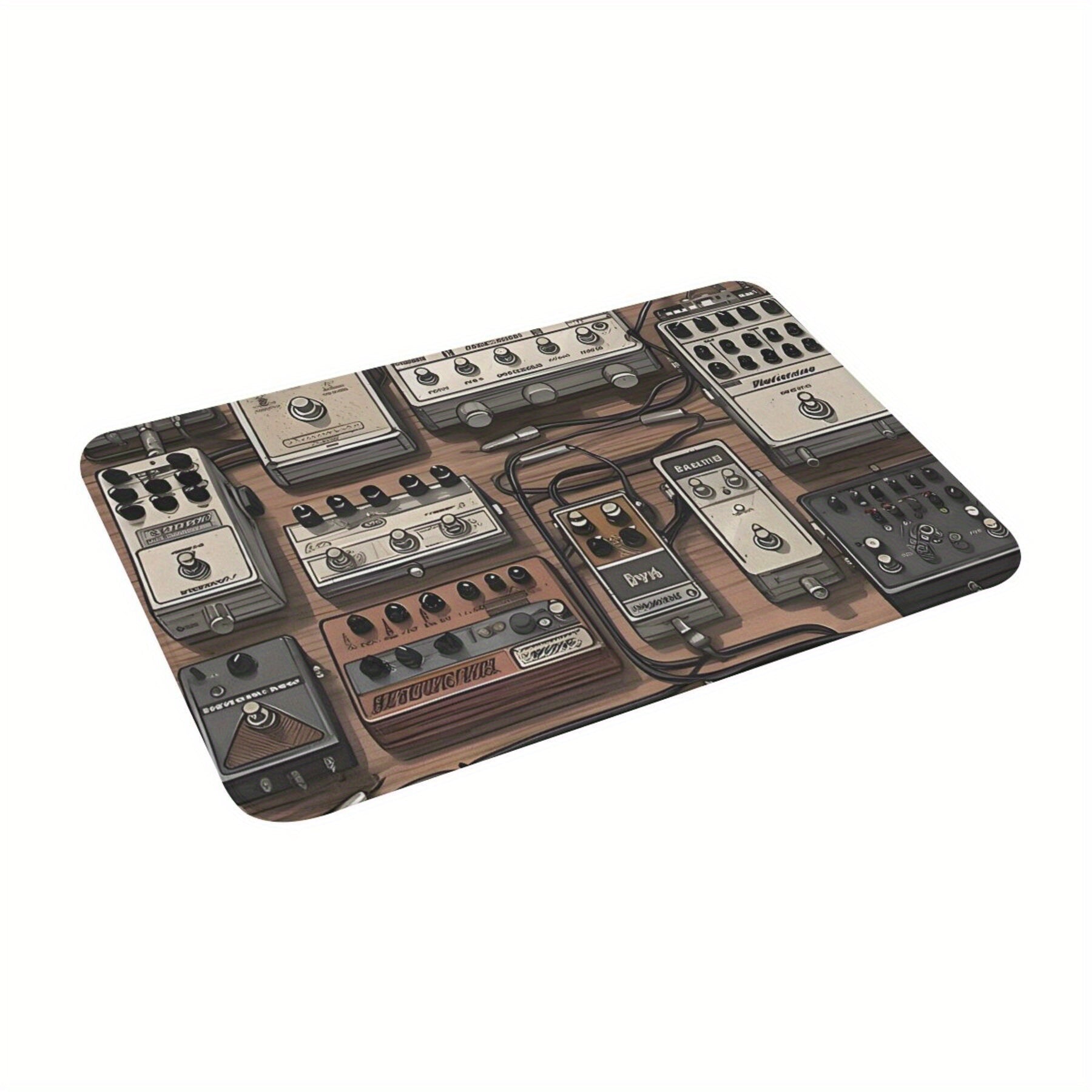 Non-Slip Guitar Effect Pedal Board Mat Lightweight Polyester Rectangular Rug for Music Lovers