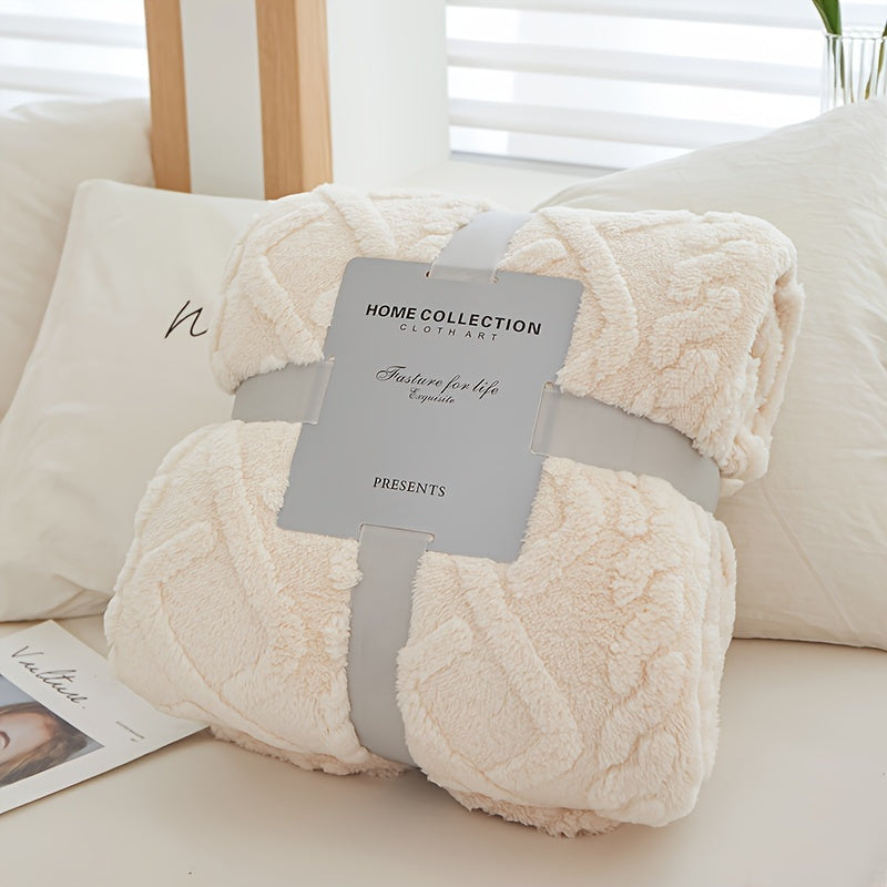 Taffeta Throw Blanket Solid Color Geometric Design for Bed Sofa Comfort