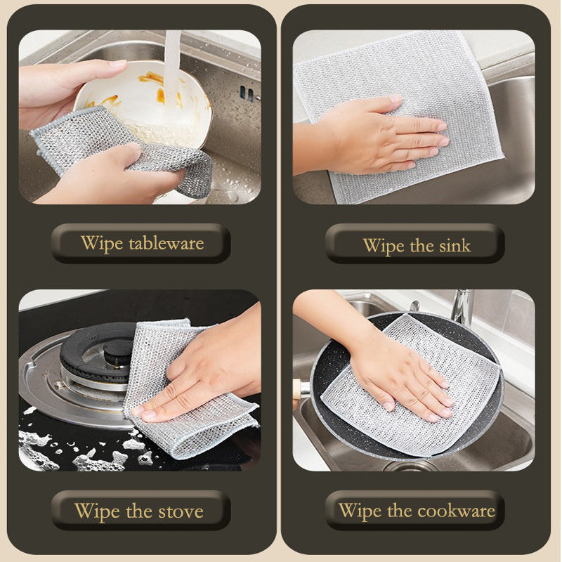 Reusable Microfiber Metal Wire Cloth for Heavy-Duty Cleaning of Surfaces Sink Cookware